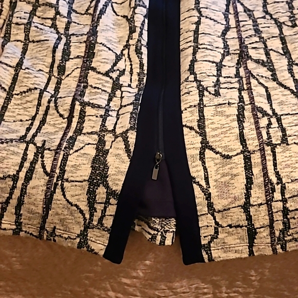 Picadilly ivory & black cracked glass look dress Sz M - Picture 6 of 8